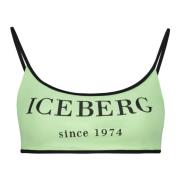 Iceberg Logo Print Bikini Top Green, Dam