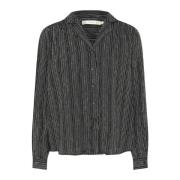 InWear Svart Randig Skjortblus Black, Dam