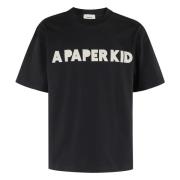 A Paper Kid Casual Bomull T-shirt Black, Herr