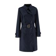 Moorer Klassisk dubbelknäppt trenchcoat Blue, Dam