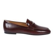 Tod's Brun läderloafer med silver metallinsats Brown, Dam