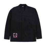 Pleasures Svart Nylon Overshirt med Logodetalj Black, Herr