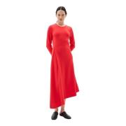 InWear Elegant Asymmetrisk Skärlet Klänning Red, Dam