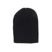 Fedeli Svart Cashmere Ribbstickad Mössa Black, Herr