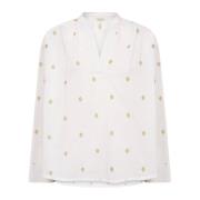 Part Two Vit Guld Broderad Oversized Blus White, Dam