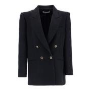 Alessandra Rich Oversized Ull Dubbelknäppt Blazer Black, Dam