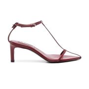 Jil Sander Burgundy Läder Ankelrem Sandaler Red, Dam