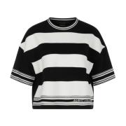 Marc Cain Randig Cropped Pullover Black, Dam