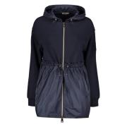 Herno Hooded Zipped Cardigan with Technical Inserts Blue, Dam