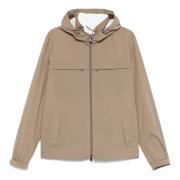 Corneliani Dragkedja Fram Hooded Jacket Beige, Herr