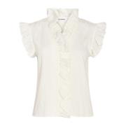 Co'Couture Volangtopp Blus Vit White, Dam