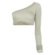 Rick Owens Grön One Shoulder Bomullstopp Green, Dam