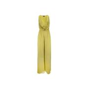 Elisabetta Franchi Djup V-ringad jumpsuit med rynkad detalj Green, Dam