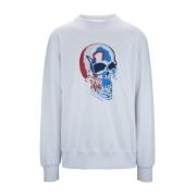 Alexander McQueen Grafiskt Tryck Bomullsweatshirt White, Herr