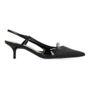 PINKO Patentläder slingback kattungeklackar Black, Dam