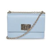 Furla Elegant Silverkedja Axelrem Handväska Blue, Dam