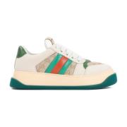 Gucci Screnner Beige Nappa Lädersneakers Multicolor, Herr