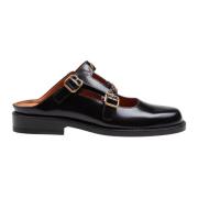 Marni Svart Borstad Läder Moccasin Sabot Black, Dam