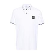 Stone Island Randig Pikétröja i Vitt White, Herr