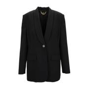 Elisabetta Franchi Djup V-ringad Knäppt Blazer Black, Dam