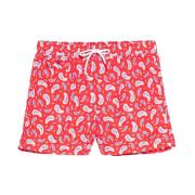 Kiton Röda Paisley Badshorts Red, Herr