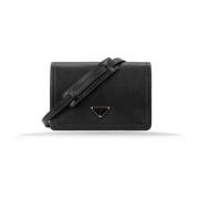 Prada Läder Axelväska Magnetknapp Black, Dam