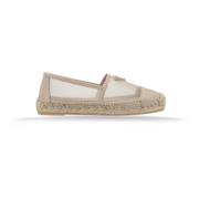 Prada Mesh Slip-On Espadrilles Beige, Dam