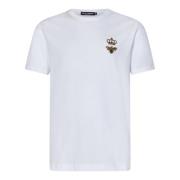 Dolce & Gabbana Vit T-shirt med guld brodyr White, Herr