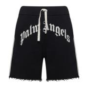 Palm Angels Svarta Bomullsshorts med Logotyptryck Black, Herr