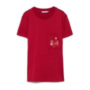 Max Mara Röd Nunzio T-shirt med Ficka Red, Dam