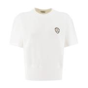 Brunello Cucinelli Logotyp T-shirt med ribbat mönster White, Dam