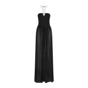 Tom Ford Svart Sid Georgette Axelbandslös Klänning Black, Dam