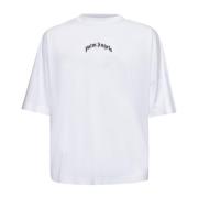Palm Angels Kontrasterande Logotyptryck Vit T-shirt White, Herr