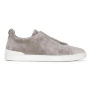 Ermenegildo Zegna Suede Triple Stitch Sneakers Gray, Herr