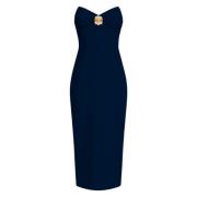 Elisabetta Franchi Elegant Midi Klänning med Bågdetalj Blue, Dam