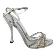 Dolce & Gabbana Silver Kristall Ankelrem Sandaler Gray, Dam