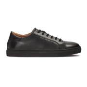 Kazar Svarta läder minimalistiska sneakers Black, Herr