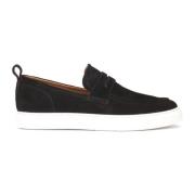 Kazar Svarta mocka slip-on sneakers på kontrasterande sula Black, Herr