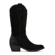 Kazar Mocka cowboy boots med låg klack Black, Dam