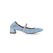 Lanvin Denim Ballerina Skor med Fyrkantig Klack Blue, Dam