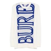 Burberry Lyxigt Vitt Rundhalsstickat Plagg White, Dam