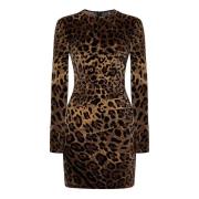 Dolce & Gabbana Brun Leopardmönstrad Klänning Brown, Dam