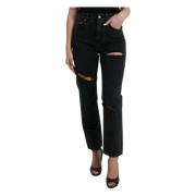 Dolce & Gabbana Elegant Svart High-Waisted Stretch Jeans Black, Dam