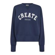 MOS MOSH Spellbound Sweatshirt med Retro College Vibes Blue, Dam