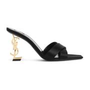 Saint Laurent Svarta satinskor med 8,5 cm klack Black, Dam