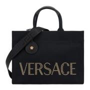 Versace Kvinnors Axelväska med Läderdetaljer Black, Dam