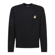 Maison Kitsuné Svart Sweatshirt med Speedy Fox Patch Black, Herr