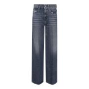 Diesel Blå Indigo Wide Leg Jeans Blue, Dam