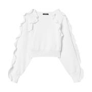 Twinset Vita Broderade Logotyp Crew Neck Tröjor White, Dam