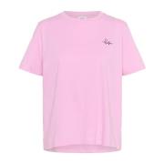 Saint Tropez Broderad T-shirt Bonbon Blommor Pink, Dam